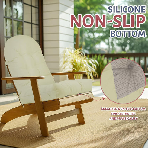 44x19x4in Adirondack Chair Cushion,Outdoor Waterproof Rocking Chair Cushion Beige Non-Slip High Back Patio Chair