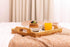 14.5" Small Hand-Woven Rattan Serving Tray with Handles Rectangular Snack Tray for Coffee Table, Fruit, Drinks, Decor
