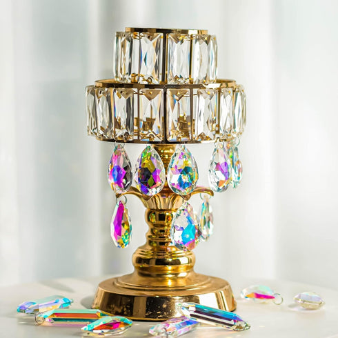 12 50mm HDCRYSTALGIFTS Pieces Crystal Prisms Chandelier Colorful Bauhinia Ornament Pendants Rainbow Maker Hanging