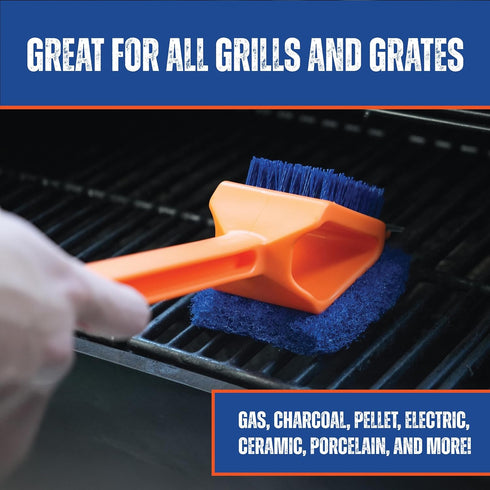 3in1 CitruSafe Nylon Grill Brush with Scraper & Scrubber - Made in USA - Safe Grill Brush - Grill Brush Non Metal