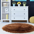 uxcell Faux Fur Round Rug, Fluffy Area Mat for Bedroom Floor, Living Room, 3 x 3 Feet - Brown