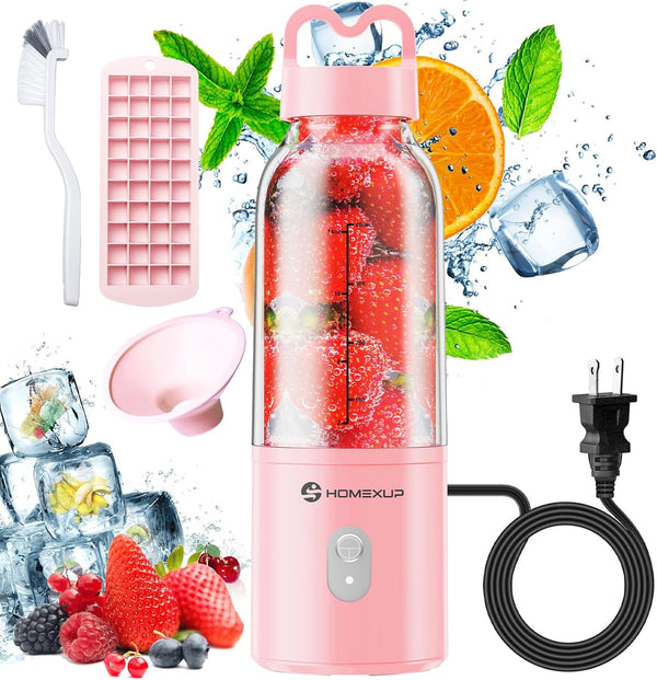 Portable Personal Blender 17OZ/500ML, 175W Juicer for Smoothies, Ice Blending, Food Processing, Compact, Versatile