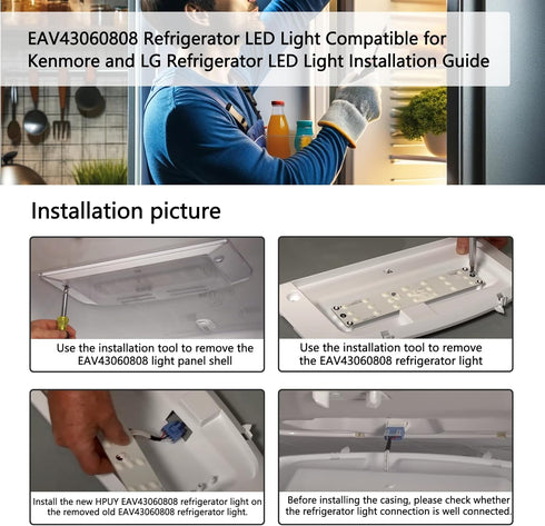EAV43060808 LED Light for Kenmore and LG Refrigerator, Replaces EAV43060804 AP5020295 EAP5020295 1527980 PS3533582