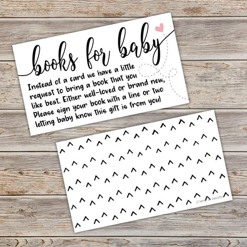 50 Sweet Heart Books for Baby Shower Request Cards - Invitation Inserts for Baby Shower