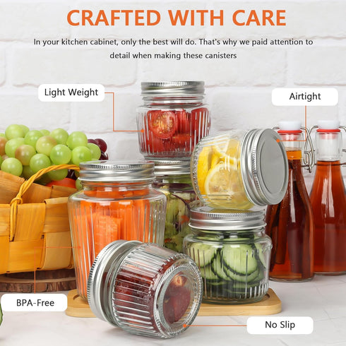 4 oz 8 Pack Cehomi Small Glass Mason Jars with Lids - Vintage Canning Jars, Pickling Jars for Jelly, Jam, Honey