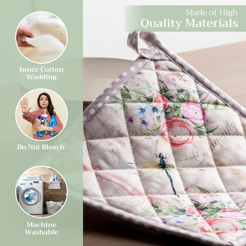 Maison d' Hermine Pot Holders, 100% Cotton Heat Resistant Potholders, 8" x 8", Champ De Mars