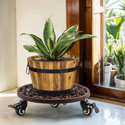 350 lbs 12 Inch Idzo Capacity Plant Caddy with Wheels Heavy Duty Cast Iron Plant Stand with Lockable Wheels Classis