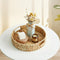 13 inch Round Wicker Tray, Hand-Woven Rattan Serving Trays with Handles for