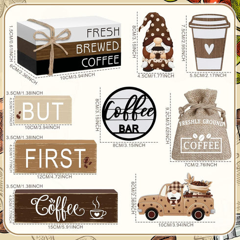 Vercraft 11 Pcs Coffee Bars Table Decorations Coffee Tiered Tray Decor Farmhouse Table Centerpiece Wooden Books Home