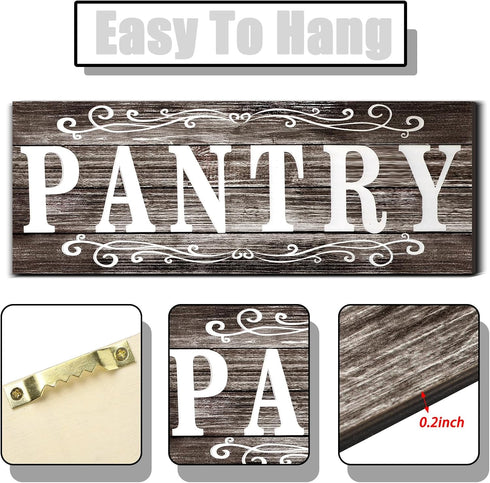 Rustic Farmhouse Pantry Sign Wall Decor, Wooden Hanging Art for Home Room Holiday Decoration, 16 x 6 Inches (Gray)