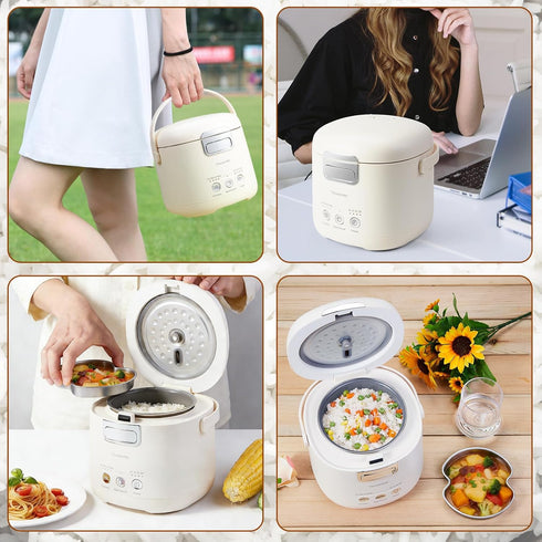 2 Uncooked(4 1-2 12 Mini Rice Cooker, Small Rice Cooker Cup Cup Cooked), Portable Non-stick Rice Maker, for Dorm Office