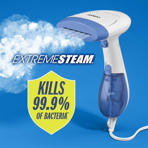Conair Handheld Garment Steamer for Clothes, ExtremeSteam 1200W, Portable Design, White/Blue