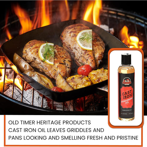 Heritage Products Cast Iron Seasoning Oil, Low-Smoke Hi Temp All-Natural Skillet Conditioner for Dutch Oven, Griddle