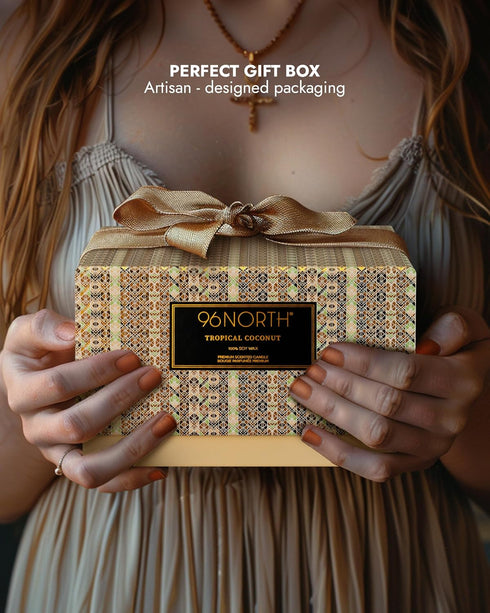96NORTH Luxury Coconut Soy Candle | Large 3 Wick Jar Candle | Up to 50 Hours Burn Time | Tropical Beach Scent