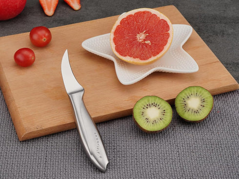WELLSTAR 2.5 Inch Birds Beak Paring Knife, Sharp High Carbon Stainless Steel Curved Blade for Peeling