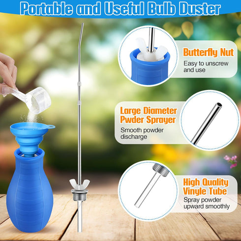 2PCS 9" 22" 8 oz Bulb Diatomaceous Earth Powder Duster, Longer to Retractable Garden Powder Applicator Dispenser