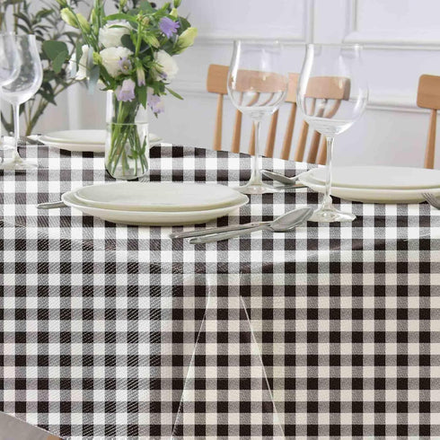 Artisan Flair Black and White Checkered Tablecloth, Flannel, 54 x 72" for Family Dinners or Gatherings