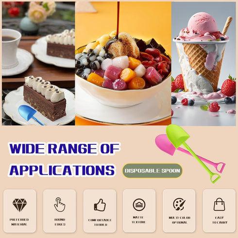 Cute Novelty Mini Shovel Shape Disposable Plastic Dessert Spoons