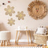 Maitys 3 Pieces Boho Daisy Wall Decor Natural Rattan Flower Wall Hanging Art Wooden Boho Art Nursery Flowers Farmhouse