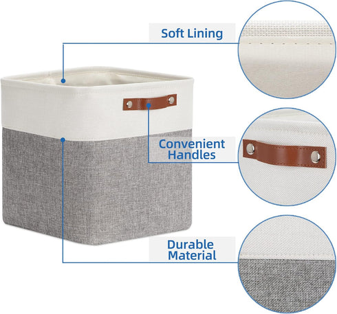 Temary 12 Inch Storage Baskets, Foldable Fabric Storage Cubes 4PCs for Organizing Clothes and Towels