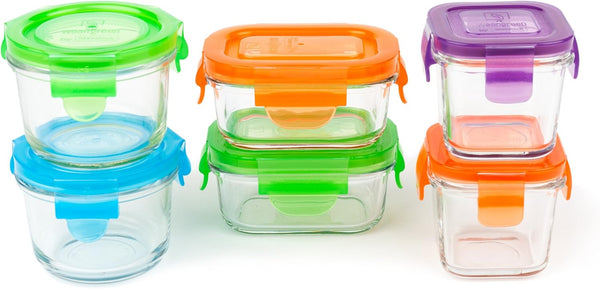 Wean Green Glass Baby Food Storage Containers, Starter Set, 12 pieces