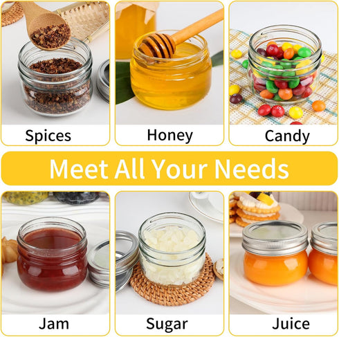 UrSpeedtekLive 40 Pack 4 oz Mason Jars with Regular Lids and Bands, Small Canning Jars, Mini Glass Jars for Honey Jelly