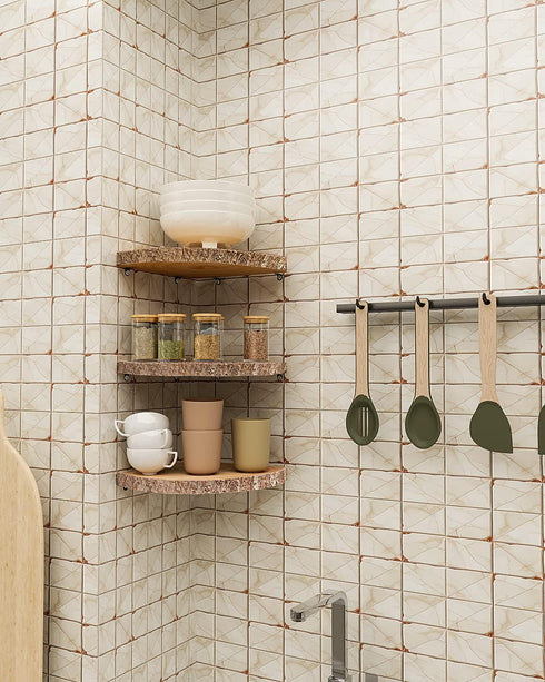 ShineZoom Shelves3Pcs Corner Floating Wood Corner Shelf Rustic Corner Shelves Wall Corner Shelf