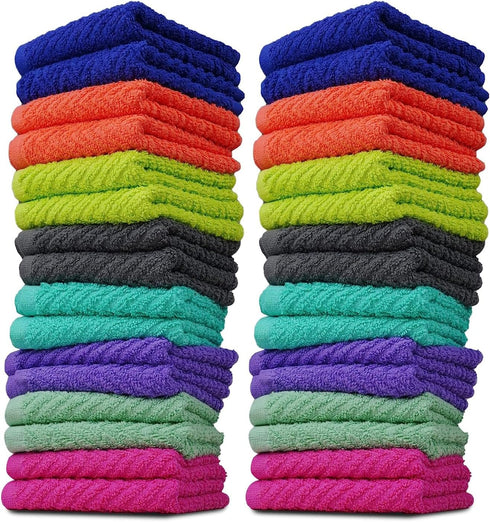 ZUPERIA Zigzag Multicolor Wash Cloths -32 Pack -12" x 12"- Highly Absorbent