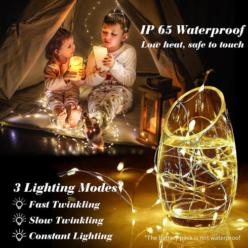 12 Pack 7ft 20 3 ZGWJ Fairy Lights Battery Operated, Mini LED Fairy String Lights Silver Wire Modes for DIY, Parties
