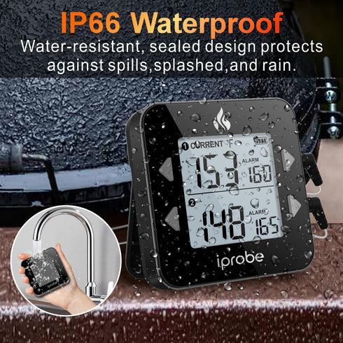 Dual Probe Digital Meat Thermometer - Waterproof, Rechargeable, Bright LCD, Magnetic for BBQ, Grill, Smoker, Oven