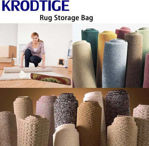 Clear Carpet Bag, 4 Pcs Plastic Rug Storage Bag with 10 Ties, Fits Rugs up to 5' x 7', Heavy Duty for Moving and Storage