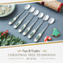 Spode Christmas Tree Teaspoons Set of 6, 6-Inch Stainless Steel Holiday Silverware with Porcelain Handles