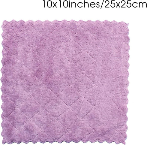 kimteny 12 Pack Premium Dish Towels, 10x10 in Super Absorbent Coral Velvet Nonstick Fast Drying (Purple-Grey)