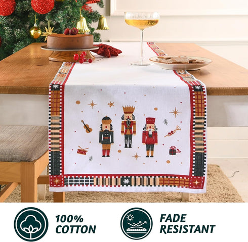 72 Inches 100% Folkulture Christmas Table Runner Long | Cotton Boho Plaid for Xmas Dining, Coffee Tables,Boho Decor |