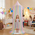 Rainbow Bed Canopy for Girls,Shiny Kids Princess Round Dome Bed Curtain with Star Moon Glitter,Kids Crib Canopy Play