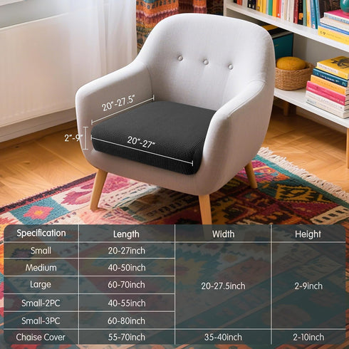 Hokway Stretch Cushion Covers for Sofa Seat Cushion, Slipcover Protector (Black, Small)