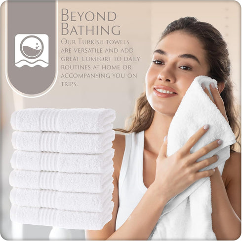Set 13x13, MAURA Basics Turkish Cotton Washcloth Towel High Performance Bathroom Essentials with Hanging Loops