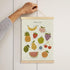 Set 2, 12x16 Inches BCUANGD Fruits Vegetables Wall Decor - Toddlers Kids Preschool Poster Hanger with Wood Frames