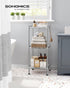 3-Tier 3 ULGR103E01 SONGMICS Bathroom Shelf, Storage Rack for Small Space, with PP Shelf Liners, Removable Hook