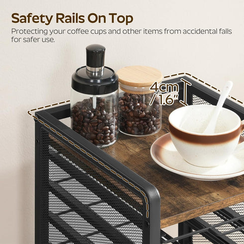 Coffee Pod Holder: K Cup Holder, 4-Tier Coffee Pod Organizer for 80 Pods, Space Saving for Home Office, Rustic Brown