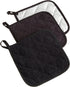 DII Basic Terry Collection Quilted Potholder, 100% Cotton, Black, 3 Piece