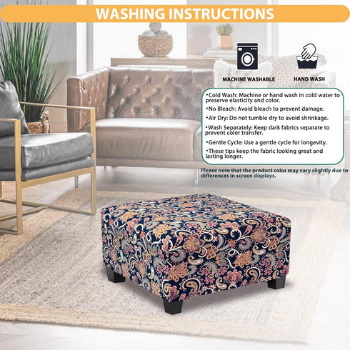 Ottoman Cover Square Slipcovers Printed,Stretch Footrest Stool Cover for Ottoman Square,Soft Foot Stool Cover Protector