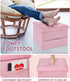 16"x12"x12" ZOES HOMEWARE Small Storage Ottoman Foot Rest, Velvet Ottoman with Storage and Side Pocket, Pink Foot Rest