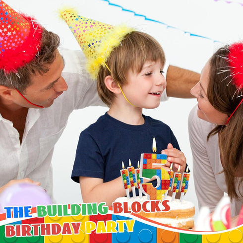 Herdear 7 1-9 6 5) Pcs Building Block Number Birthday Candle with Building Blocks Candles Numeral Birthday Candles