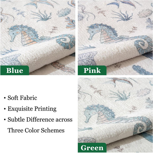 5' Soft Marine Animal Washable Faux Wool Stain Resistant Rug Rubber Non-Slip Backing for Playroom Bathroom Living Room