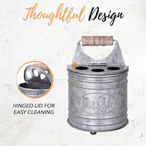 Autumn Alley Rustic Galvanized Toothbrush Holders for Bathrooms, Farmhouse Bathroom Accessories, Grey