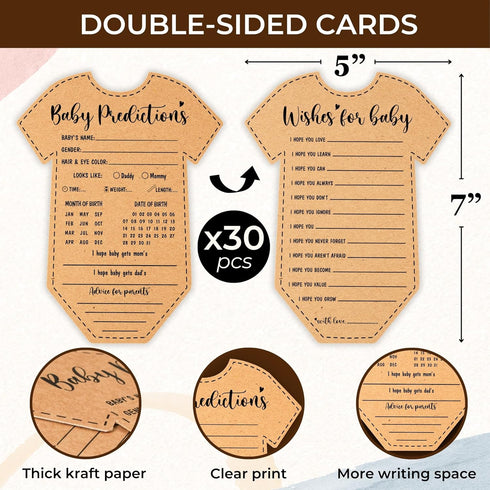 WOODAMORE Baby Prediction and Advice Cards - Well Wishes Cards for Baby Shower Decorations Gender Neutral, Hilarious