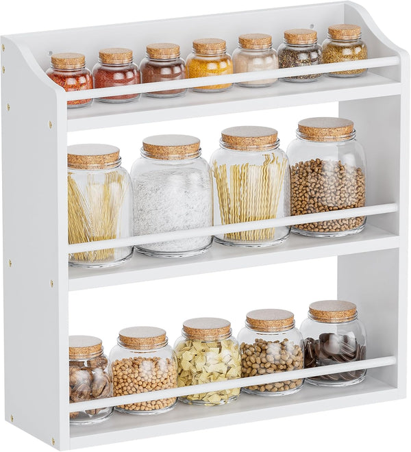 STELLSTAR Spice Rack Wall Mounted, Freestanding Spice Organizer for Countertop, Bamboo Spice