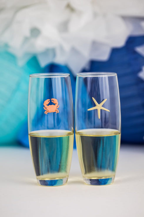 Beach Wine Charms Magnetic Glass Markers Set of 6 Tropical Summer Charms