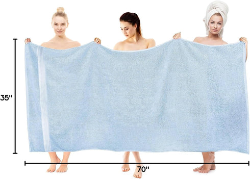 COZYART 35x70 650GSM Light Blue Oversized Bath Sheet for Bathroom Cotton Body Shower Towel Soft Absorbent Durable Extra